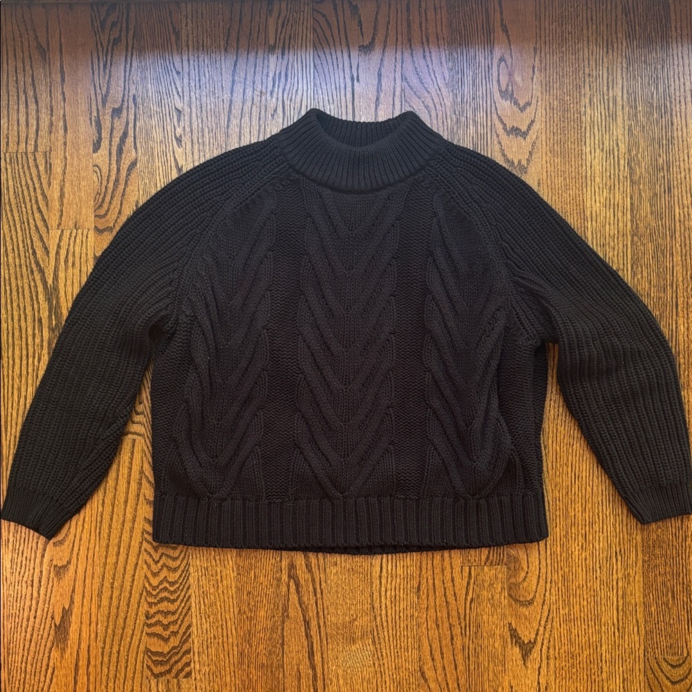 JCrew Black Cable Knit Sweater